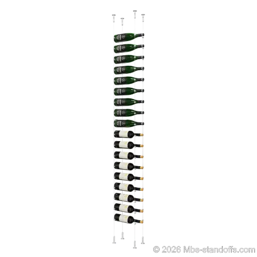 [CS15A-CC-K18] Cabernet - Chinon Collection Bottle Display Cable Kit, 18-Bottle Capacity, Floating Adjustable-Angle Aluminum Cable System, Cable: 1/16″ Diameter, 13′-1″ Length with Clear Anodized Hanger