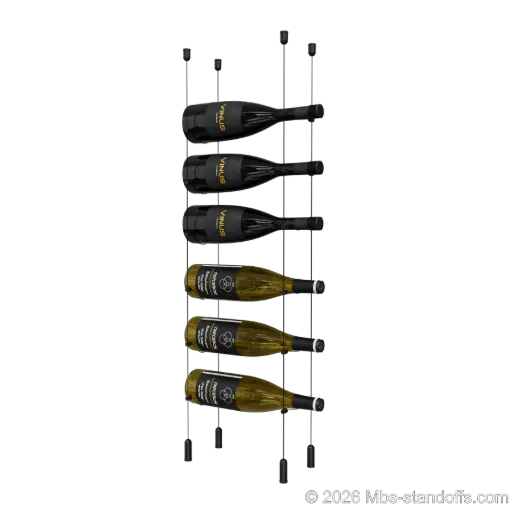 [ACG1904MB-CC-K6] Cabernet - Saumur Collection Bottle Display Cable Kit, 6-Bottle Capacity, Floating Aluminum Cable System, Cable: 1/16″ Diameter, 13′-1″ Length with Matte Black Anodized Hanger
