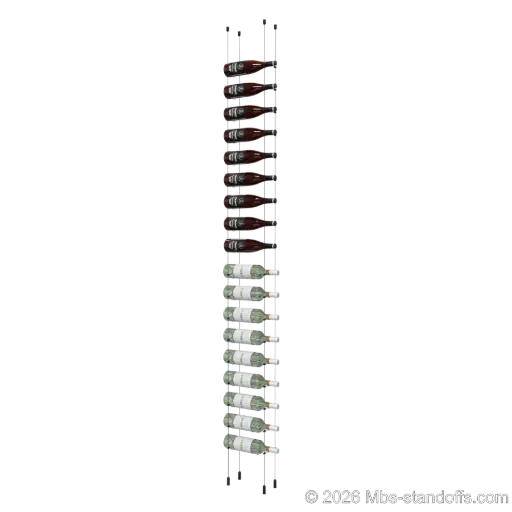 [ACG1904MB-CC-K18] Cabernet - Saumur Collection Bottle Display Cable Kit, 18-Bottle Capacity, Floating Aluminum Cable System, Cable: 1/16″ Diameter, 13′-1″ Length with Matte Black Anodized Hanger
