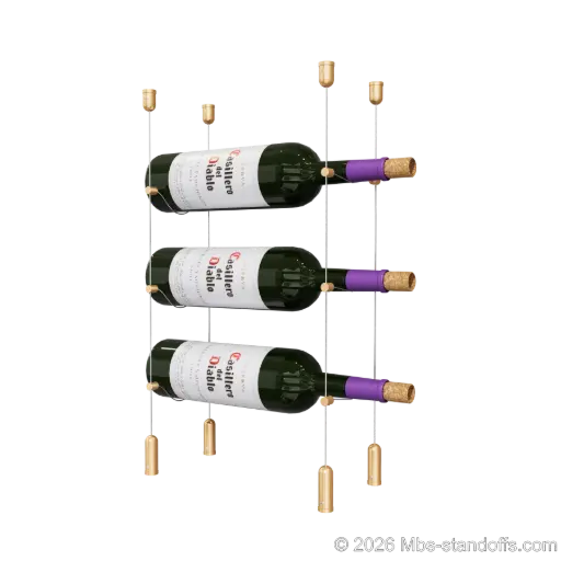 [ACG1904BR-CC-K3] Cabernet - Saumur Collection Bottle Display Cable Kit, 3-Bottle Capacity, Floating Aluminum Cable System, Cable: 1/16″ Diameter, 13′-1″ Length with Champagne Anodized Hanger