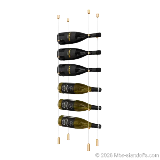 [ACG1904BR-CC-K6] Cabernet - Saumur Collection Bottle Display Cable Kit, 6-Bottle Capacity, Floating Aluminum Cable System, Cable: 1/16″ Diameter, 13′-1″ Length with Champagne Anodized Hanger