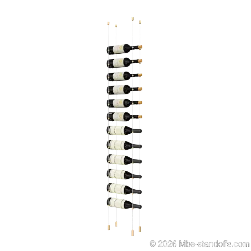 [ACG1904BR-CC-K12] Cabernet - Saumur Collection Bottle Display Cable Kit, 12-Bottle Capacity, Floating Aluminum Cable System, Cable: 1/16″ Diameter, 13′-1″ Length with Champagne Anodized Hanger