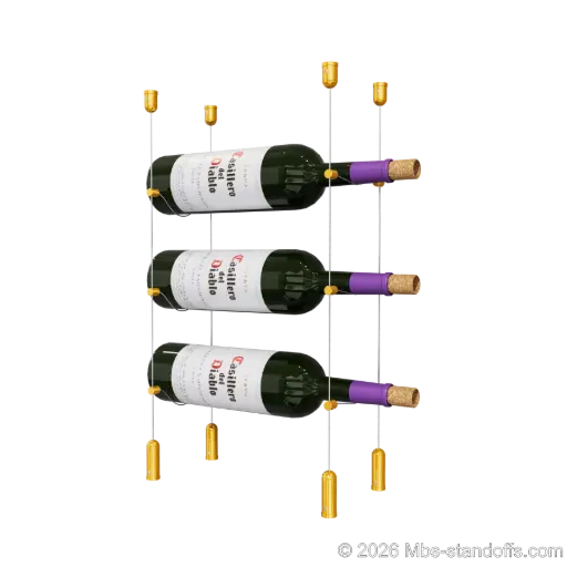 [ACG1904G-CC-K3] Cabernet - Saumur Collection Bottle Display Cable Kit, 3-Bottle Capacity, Floating Aluminum Cable System, Cable: 1/16″ Diameter, 13′-1″ Length with Gold Anodized Hanger