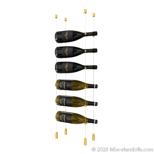 [ACG1904G-CC-K6] Cabernet - Saumur Collection Bottle Display Cable Kit, 6-Bottle Capacity, Floating Aluminum Cable System, Cable: 1/16″ Diameter, 13′-1″ Length with Gold Anodized Hanger