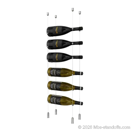 [ACG1904CP-CC-K6] Cabernet - Saumur Collection Bottle Display Cable Kit, 6-Bottle Capacity, Floating Aluminum Cable System, Cable: 1/16″ Diameter, 13′-1″ Length with Chrome Mirror Hanger