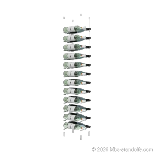 [ACG1904-PCW2050A-K12] Merlot - Napa Collection Bottle Display Peg Kit, 24-Bottle (2x12) Capacity, Floating Cable System, Pegs: 1/2″ × 7-1/2" with Clear Anodized Finish