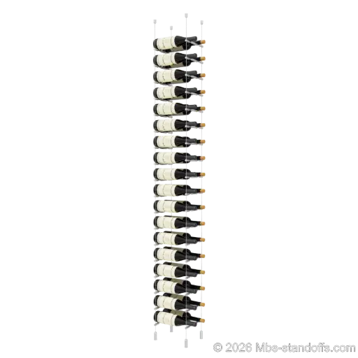 [ACG1904-PCW2050A-K18] Merlot - Napa Collection Bottle Display Peg Kit, 36-Bottle (2x18) Capacity, Floating Cable System, Pegs: 1/2″ × 7-1/2" with Clear Anodized Finish