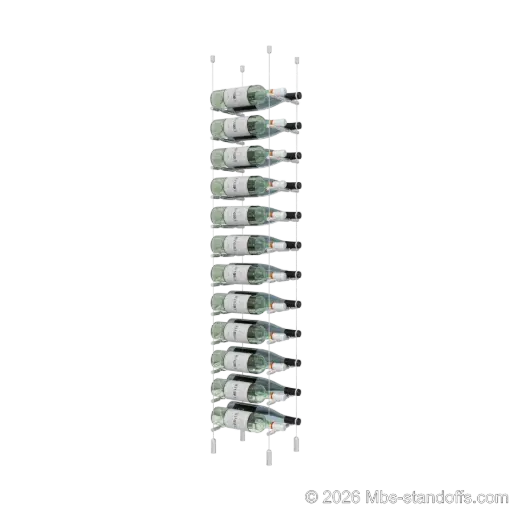 [ACG1904-PCWR2050A-K12] Merlot - Napa Collection Bottle Display Peg Kit With "O" Ring, 24-Bottle (2x12) Capacity, Floating Cable System, Pegs: 1/2″ × 7-1/2" with Clear Anodized Finish