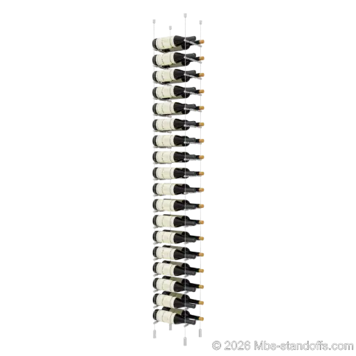 [ACG1904-PCWR2050A-K18] Merlot - Napa Collection Bottle Display Peg Kit With "O" Ring, 36-Bottle (2x18) Capacity, Floating Cable System, Pegs: 1/2″ × 7-1/2" with Clear Anodized Finish