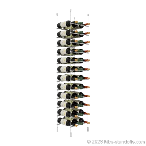 [ACG1904-PCWR3050A-K12] Merlot - Napa Collection Bottle Display Peg Kit With "O" Ring, 36-Bottle (3x12) Capacity, Floating Cable System, Pegs: 1/2″ × 11-1/2" with Clear Anodized Finish