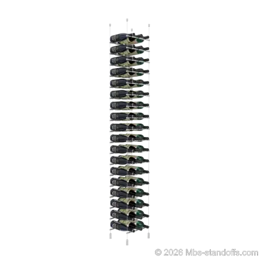 [ACG1904-PCWR3050A-K18] Merlot - Napa Collection Bottle Display Peg Kit With "O" Ring, 54-Bottle (3x18) Capacity, Floating Cable System, Pegs: 1/2″ × 11-1/2" with Clear Anodized Finish