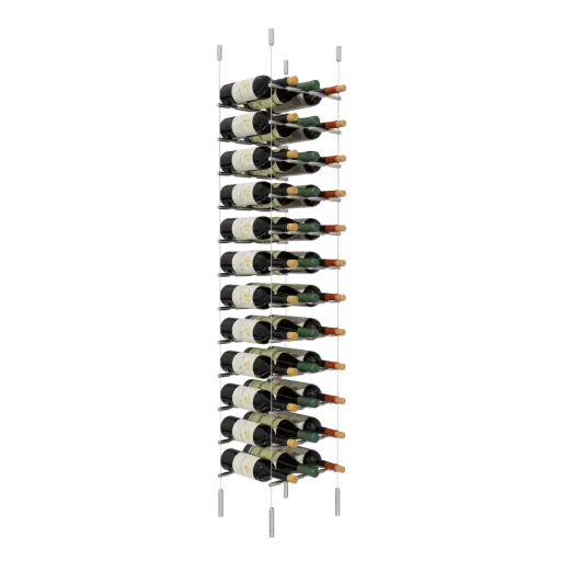 [SCG1904-PCW3050S-K12] Merlot - Napa Collection Bottle Display Peg Kit, 36-Bottle (3x12) Capacity, Floating Cable System, Pegs: 1/2″ × 11-1/2" with Satin Brushed Finish