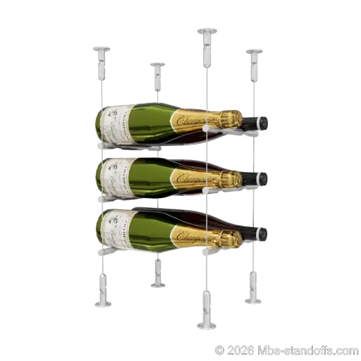 [CS15A-PCW2050A-K3] Merlot - Washington Collection Bottle Display Peg Kit, 6-Bottle (2x3) Capacity, Floating Cable System, Pegs: 1/2″ × 7-1/2" with Clear Anodized Finish