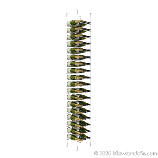 [CS15A-PCW3050A-K18] Merlot - Washington Collection Bottle Display Peg Kit, 54-Bottle (3x18) Capacity, Floating Cable System, Pegs: 1/2″ × 11-1/2" with Clear Anodized Finish