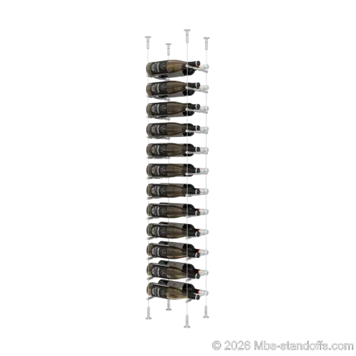 [CS15A-PCWR2050A-K12] Merlot - Washington Collection Bottle Display Peg Kit With "O" Ring, 24-Bottle (2x12) Capacity, Floating Cable System, Pegs: 1/2″ × 7-1/2" with Clear Anodized Finish