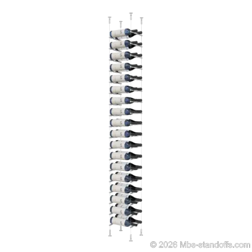 [CS15A-PCWR2050A-K18] Merlot - Washington Collection Bottle Display Peg Kit With "O" Ring, 36-Bottle (2x18) Capacity, Floating Cable System, Pegs: 1/2″ × 7-1/2" with Clear Anodized Finish