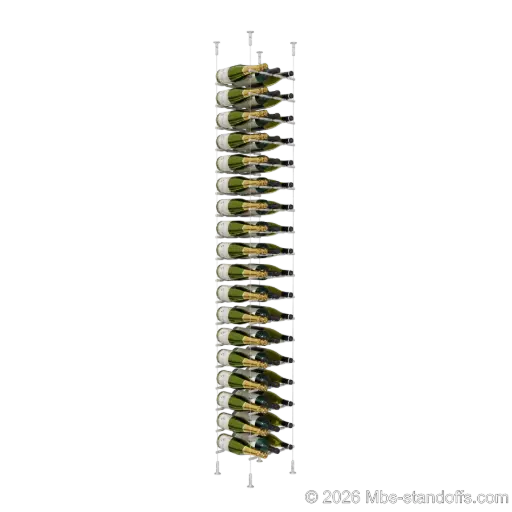 [CS15A-PCWR3050A-K18] Merlot - Washington Collection Bottle Display Peg Kit With "O" Ring, 54-Bottle (3x18) Capacity, Floating Cable System, Pegs: 1/2″ × 11-1/2" with Clear Anodized Finish