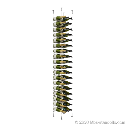 [CS15CP-PCW3050CP-K18] Merlot - Washington Collection Bottle Display Peg Kit, 54-Bottle (3x18) Capacity, Floating Cable System, Pegs: 1/2″ × 11-1/2" with Chrome Mirror Finish