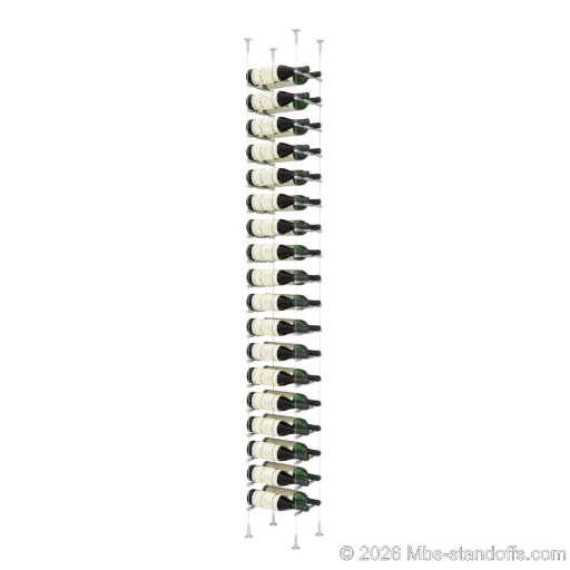 [SCS15A-PCW2050A-K18] Merlot - Sonoma Collection Bottle Display Peg Kit, 36-Bottle (2x18) Capacity, Floating Cable System, Pegs: 1/2″ × 7-1/2" with Clear Anodized Finish