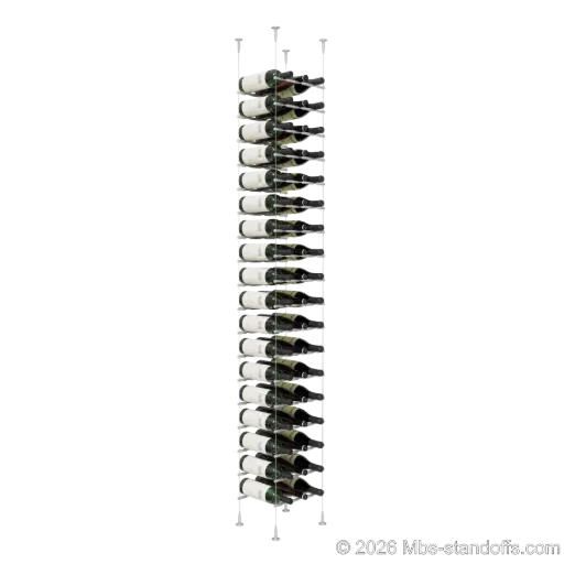 [SCS15A-PCW3050A-K18] Merlot - Sonoma Collection Bottle Display Peg Kit, 54-Bottle (3x18) Capacity, Floating Cable System, Pegs: 1/2″ × 11-1/2" with Clear Anodized Finish
