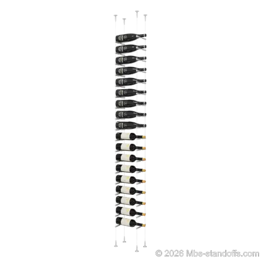 [SCS15A-PCWR1050A-K18] Merlot - Sonoma Collection Bottle Display Peg Kit With "O" Ring, 18-Bottle Capacity, Floating Cable System, Pegs: 1/2″ × 6" with Clear Anodized Finish