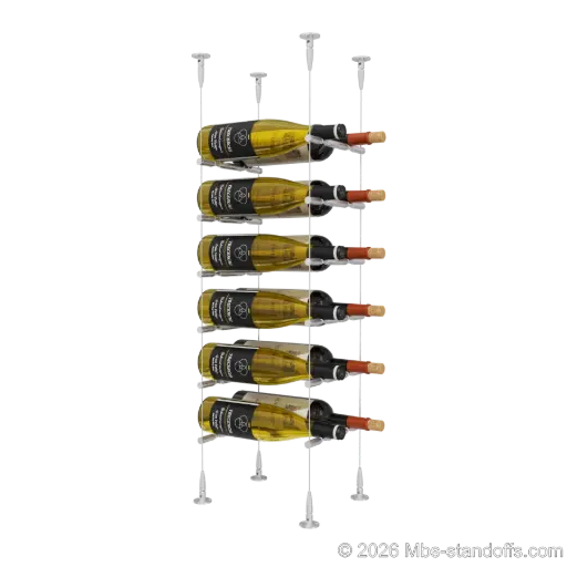 [SCS15A-PCWR2050A-K6] Merlot - Sonoma Collection Bottle Display Peg Kit With "O" Ring, 12-Bottle (2x6) Capacity, Floating Cable System, Pegs: 1/2″ × 7-1/2" with Clear Anodized Finish