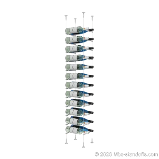 [SCS15A-PCWR2050A-K12] Merlot - Sonoma Collection Bottle Display Peg Kit With "O" Ring, 24-Bottle (2x12) Capacity, Floating Cable System, Pegs: 1/2″ × 7-1/2" with Clear Anodized Finish