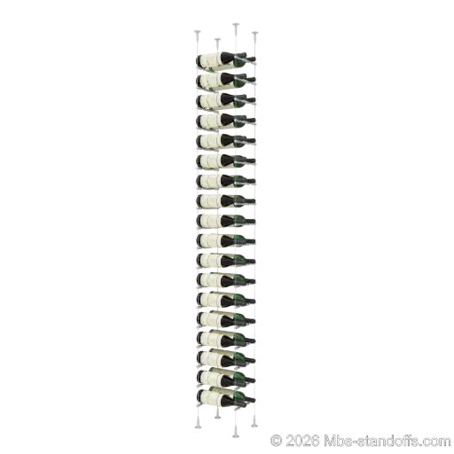 [SCS15A-PCWR2050A-K18] Merlot - Sonoma Collection Bottle Display Peg Kit With "O" Ring, 36-Bottle (2x18) Capacity, Floating Cable System, Pegs: 1/2″ × 7-1/2" with Clear Anodized Finish