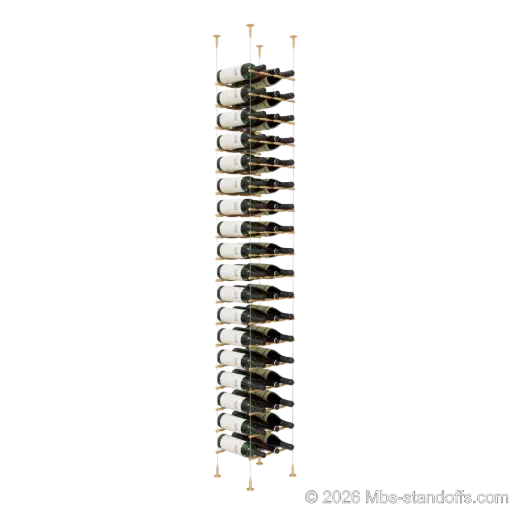 [SCS15BR-PCW3050BR-K18] Merlot - Sonoma Collection Bottle Display Peg Kit, 54-Bottle (3x18) Capacity, Floating Cable System, Pegs: 1/2″ × 11-1/2" with Champagne Anodized Finish