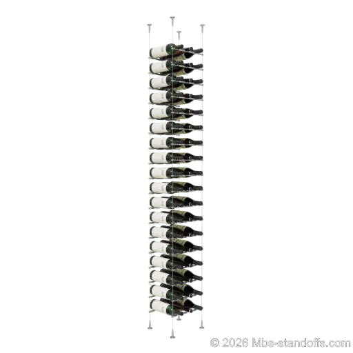 [SCS15SS-PCWR3050S-K18] Merlot - Sonoma Collection Bottle Display Peg Kit With "O" Ring, 54-Bottle (3x18) Capacity, Floating Cable System, Pegs: 1/2″ × 11-1/2" with Satin Brushed Finish