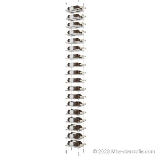 [ACG1904-CF02C-K18] Sauvignon - Pouilly-Fumé Collection Bottle Display Cable Cradle Kit, 36-Bottle (2x18) Capacity, Floating Cable System, 2-Bottle Flat Acrylic Cradle, Cable: 1/16″ Diameter, 13′-1″ Length with Clear Anodized Hanger