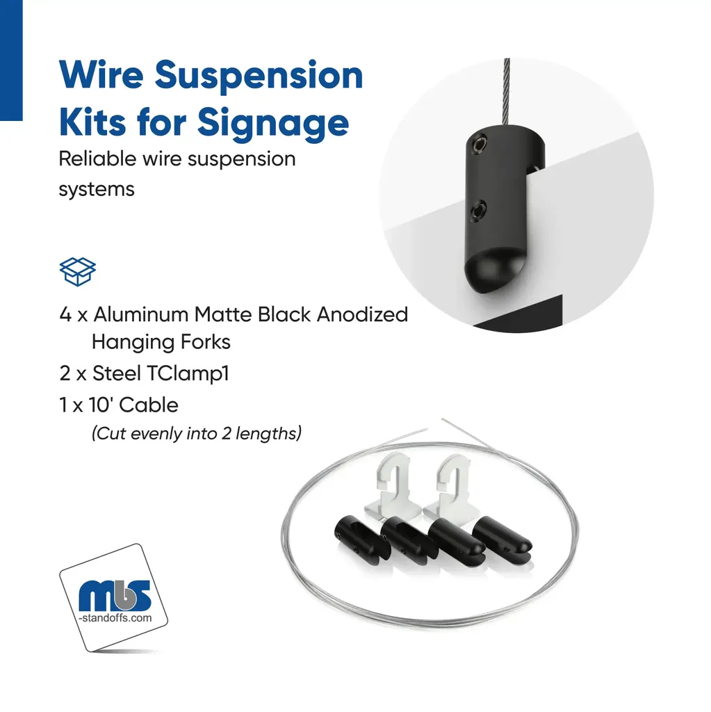 Wire Suspension Kit for Signage (T-Bar Clamp) (Restored 5)