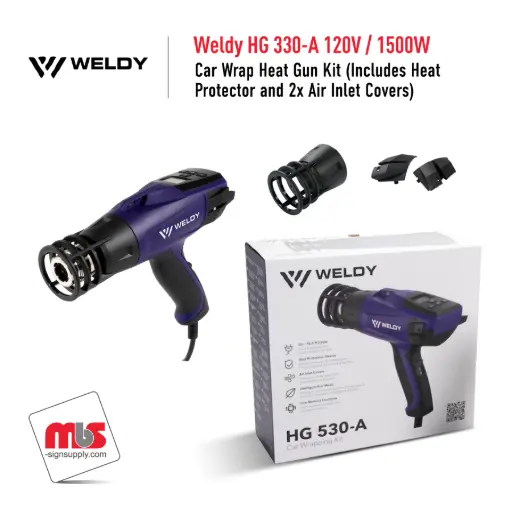 [128.356] Weldy HG 530-A 120V/1500W Car Wrap Heat Gun Kit (Includes Heat Protector and 2x Air Inlet Covers)