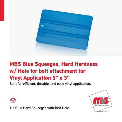 [SQ-0103] MBS 5'' x 3'' Blue Squeegee, Hard Hardness w/ Hole for belt attachment for Vinyl Application