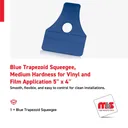 5'' x 4'' Blue Trapezoid Squeegee, Medium Hardness for Vinyl and Film Application
