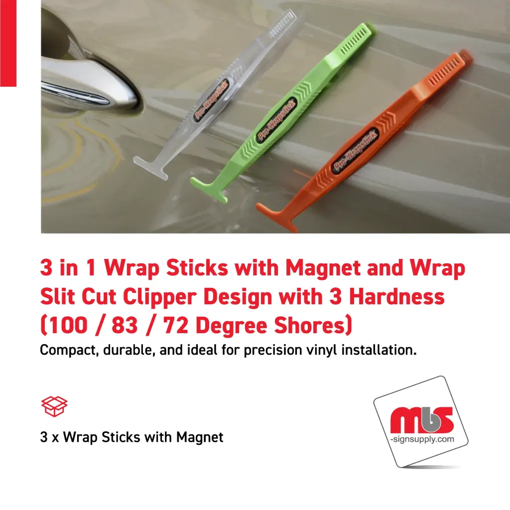 3 in 1 Wrap Sticks with Magnet and Wrap Slit Cut Clipper Design with 3 Hardness (100 / 83 / 72 Degree Shores)