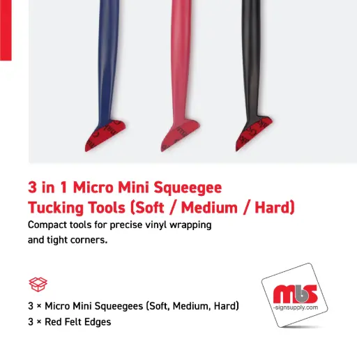 [SQ-0203] 3 in 1 Micro Mini Squeegee Tucking Tools with Red Felt (Soft / Medium / Hard)