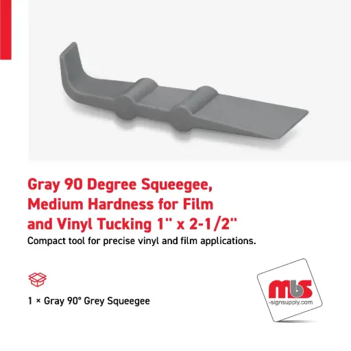[SQ-0205] 1'' x 2-1/2'' Gray 90 Degree Squeegee, Medium Hardness for Film and Vinyl Tucking