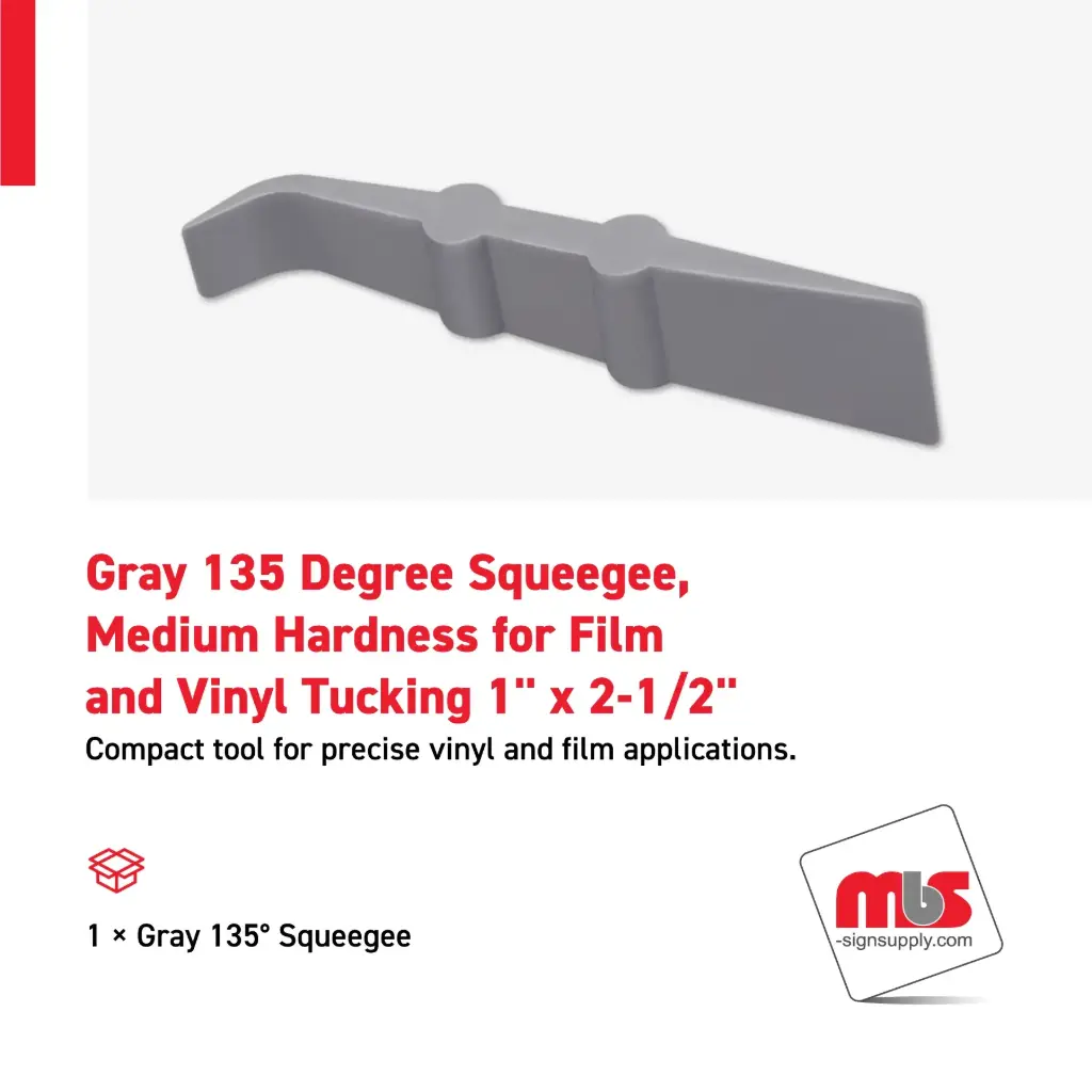 1'' x 2-1/2'' Gray 135 Degree Squeegee, Medium Hardness for Film and Vinyl Tucking