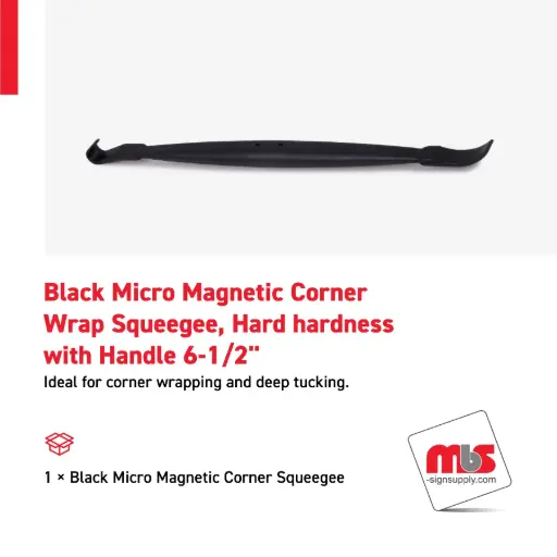 [SQ-0210] 1'' Black Micro Magnetic Corner Wrap Squeegee, Hard hardness with 6-1/2'' Handle
