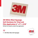 3M 4'' x 3'' x 3/8'' White Wool Squeege, Soft Hardness for Vinyl and Film Application