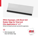 6'' x 2'' White Squeegee, with Black Soft Rubber Edge for Vinyl and Film Application