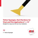 6'' x 12'' Yellow Squeegee, Hard Hardness for Vinyl and Film Application