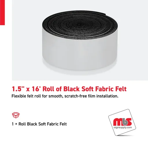 [SQ-0801] 1.5'' x 16' Roll of Black Soft Fabric Felt