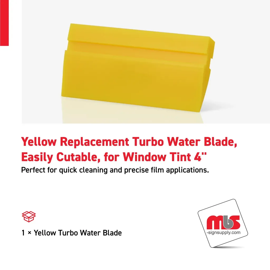 4'' Yellow Replacement Turbo Water Blade, Easily Cutable, for Window Tint
