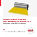 2'' Yellow Turbo Water Blade with Silver Handle Grip, for Window Tint