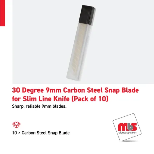 [CT-0502] 30 Degree 9mm Carbon Steel Snap Blade for Slim Line Knife (Pack of 10)