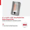 3'' x 1-3/4'' x 3/4'' Gray Pocket Size Blade Disposal Box