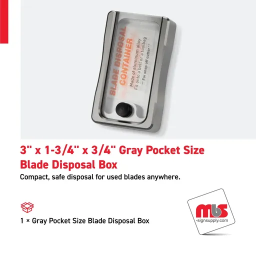 [CT-0602] 3'' x 1-3/4'' x 3/4'' Gray Pocket Size Blade Disposal Box