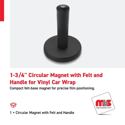 [WM-0103] 1-3/4'' Circular Magnet with Felt and Handle for Vinyl Car Wrap